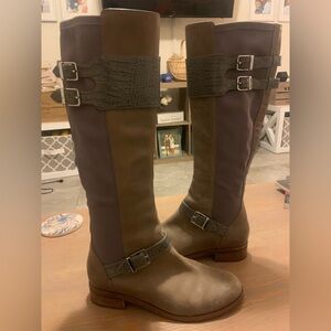 Cole Haan Tennley 9 Nike Air Stylish Brown and Gray Knee-High Women's Boots